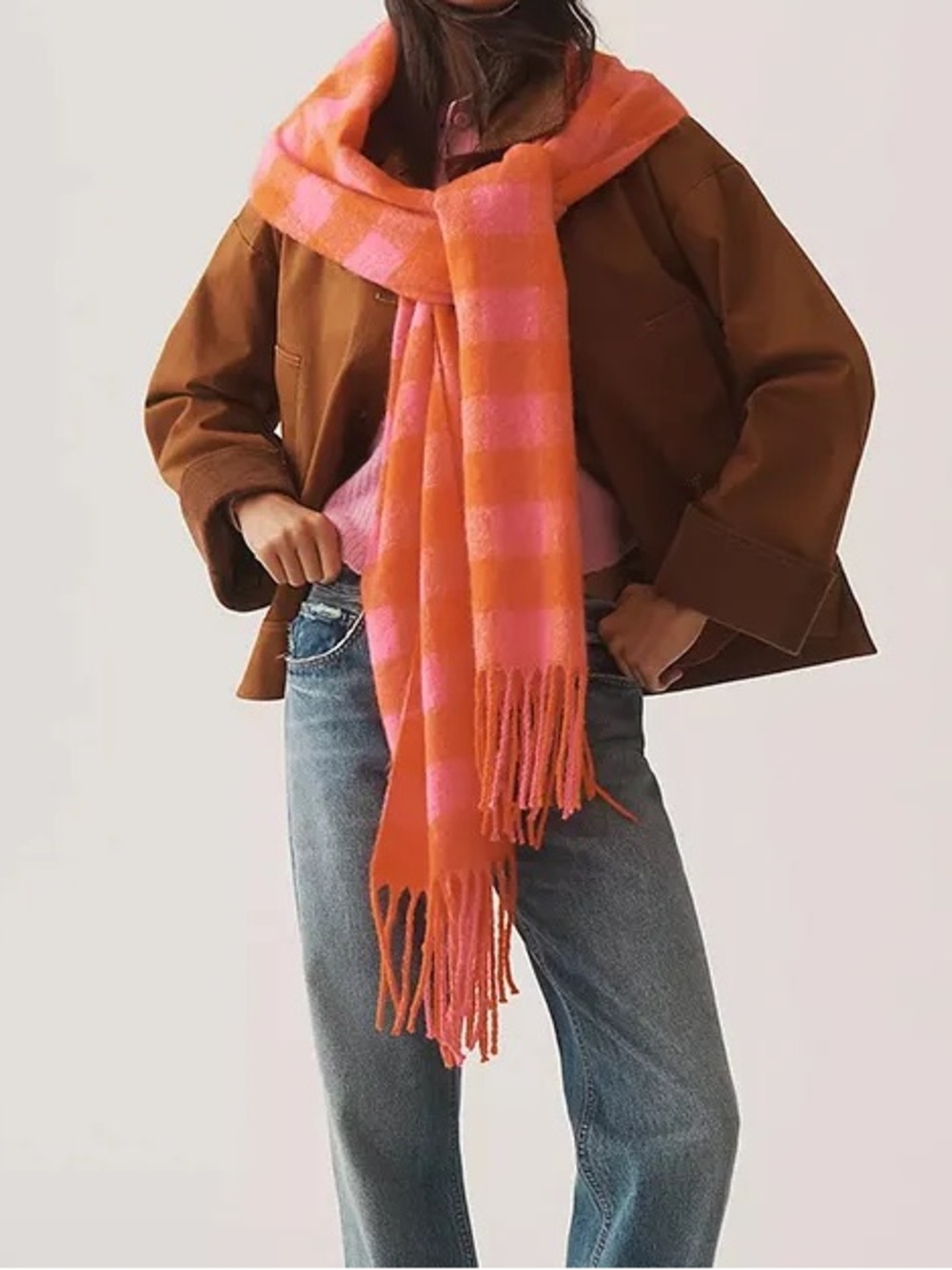 NWOT Anthropologie Maeve Brushed Gingham Scarf